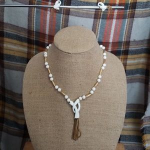 Vintage white and gold tone, necklace and earrings